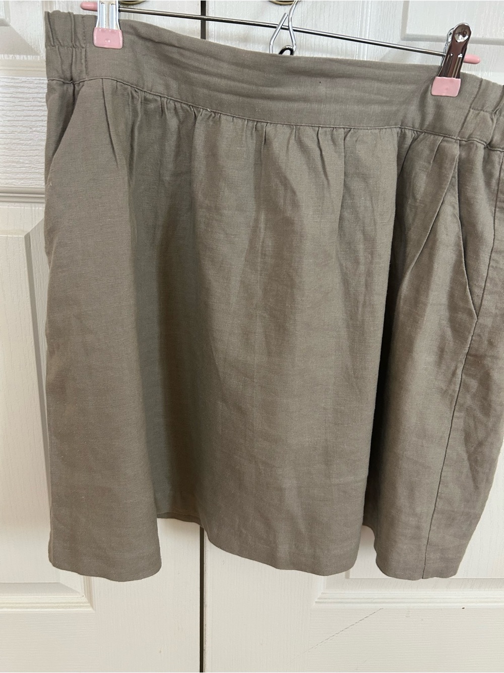 LOFT Linen Olive Circle Skirt